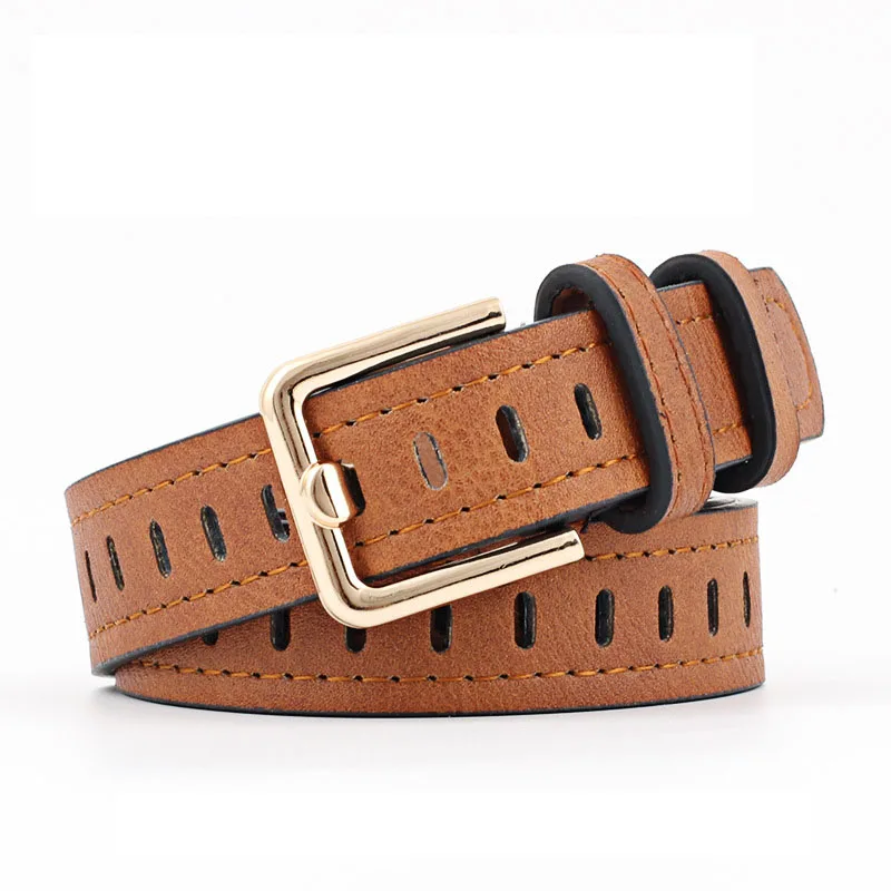 

Needleless Hollow Out Belt Woman Alloy Square Buckle Female Casual Width Belt Trousers Accessories